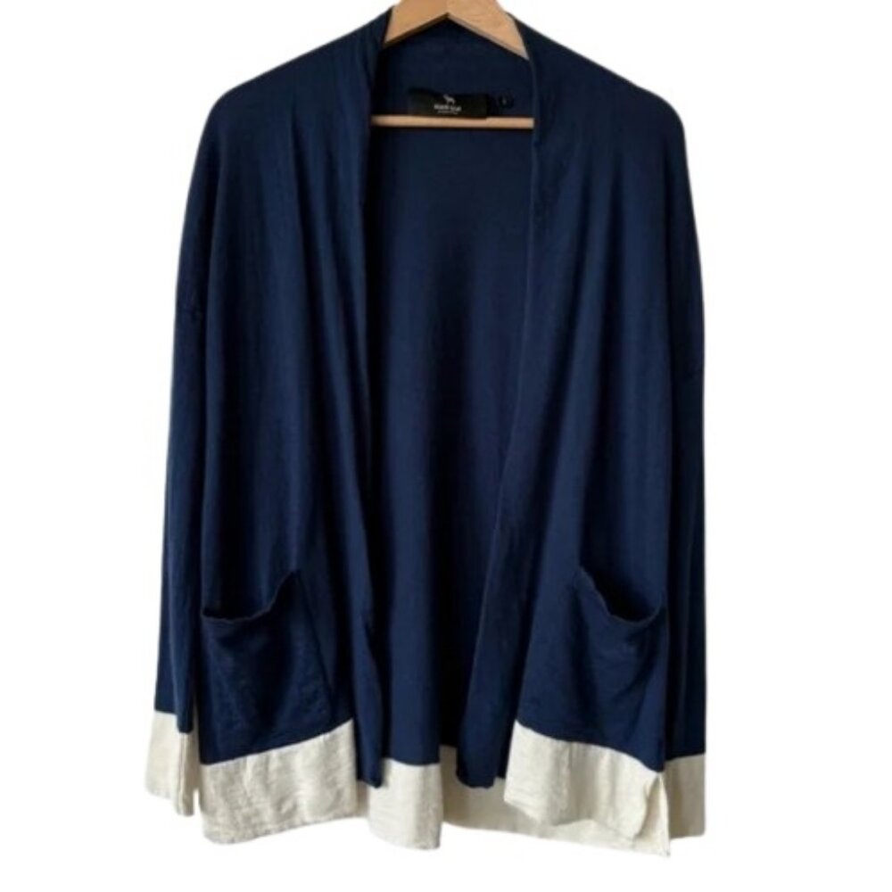 Black Goat Cashmere two-tone open front cardigan sweater size L